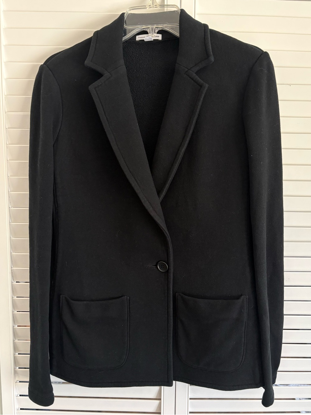 James Perse Black Patch Pocket Notch Collar One Button Blazer Sz 2 M